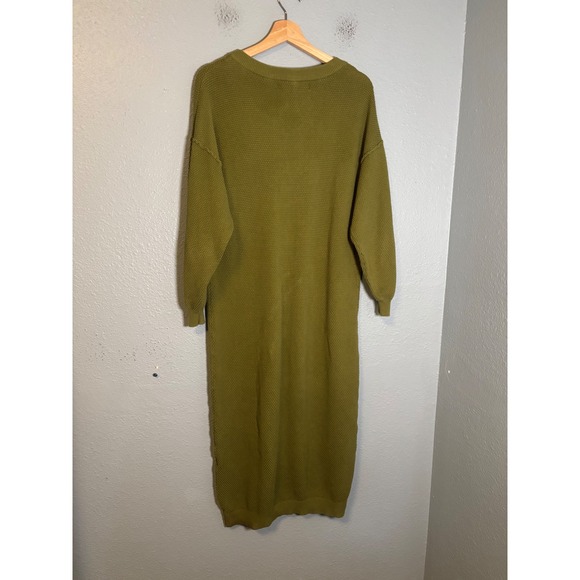Free People Beach Hailee Sweater Midi Dress Olive Green Size Small - Picture 7 of 9